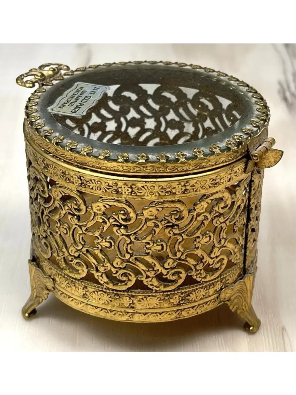 VTG MCM DECORATIVE CRAFTS 24K Gold Plated Filigree 3